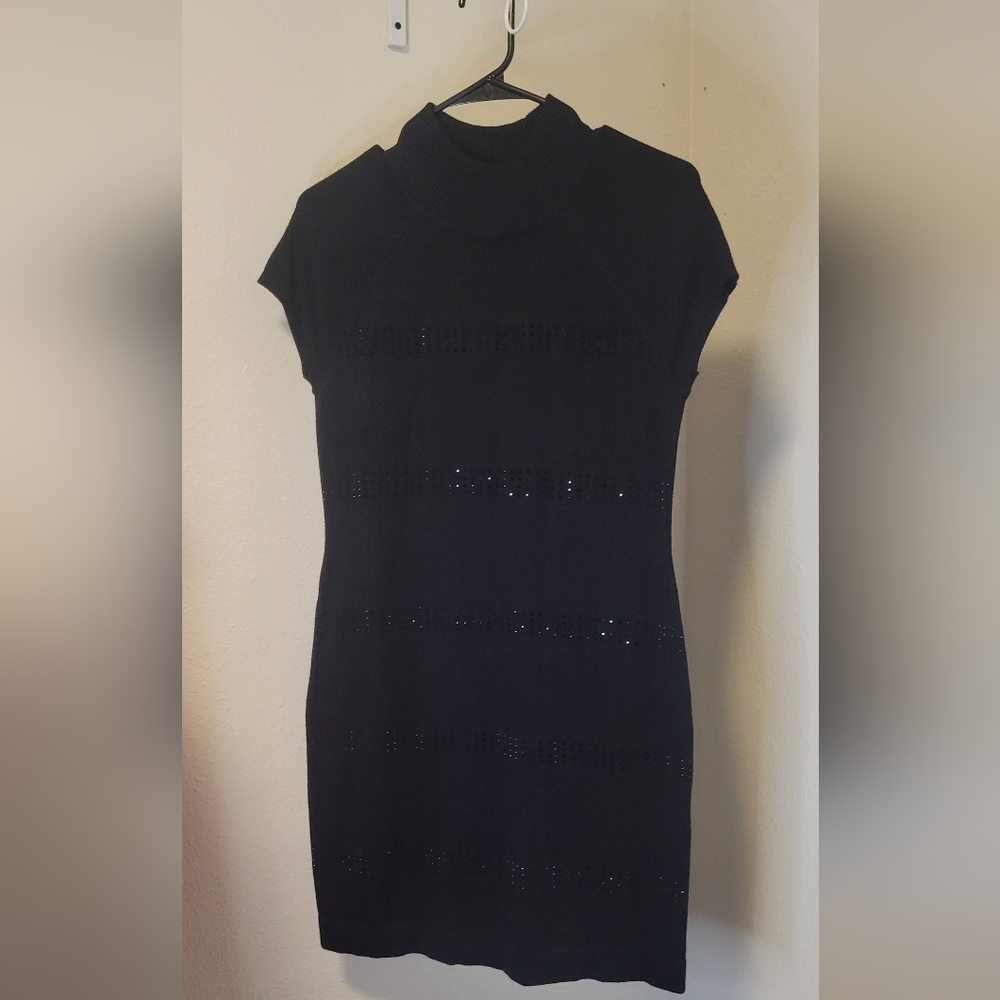 Apt. 9 Elegant Black Sweater Dress With Black Rhinestones